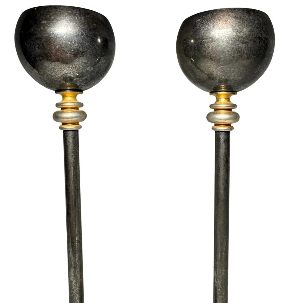 Vintage Italian Silverplate Taper Candle Holders Italy Mid Century Modern 8.5